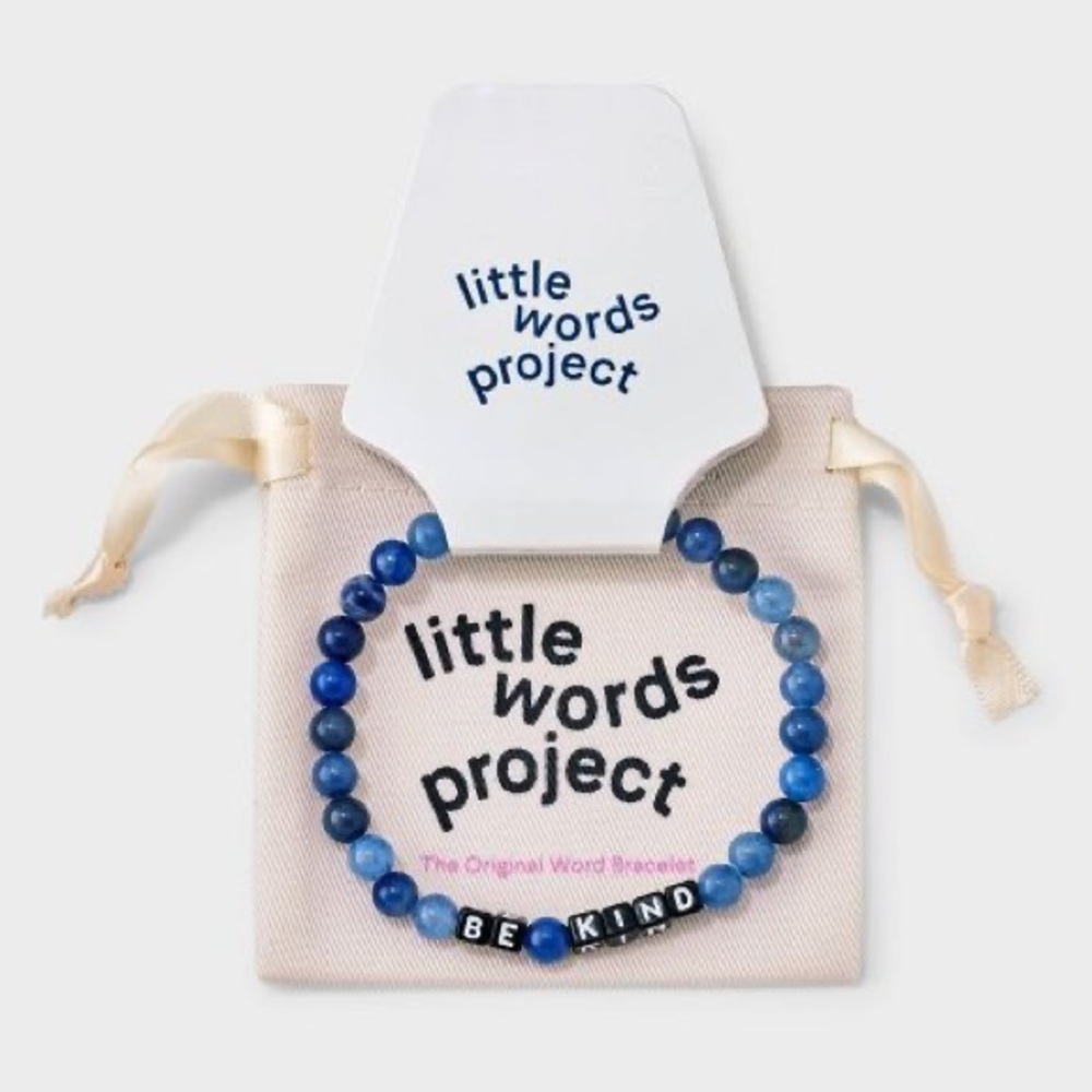 Little Words Project Men's Be Kind Beaded Bracelet - Size M/L - Blue - Nwt